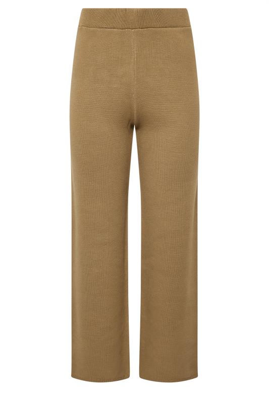 PixieGirl Petite Women's Beige Brown Knitted Wide Leg Trousers | PixieGirl 6