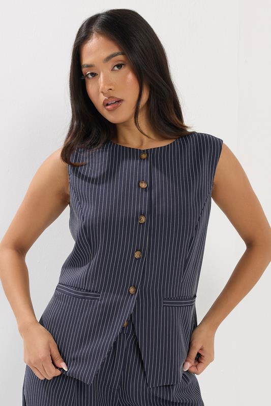 PixieGirl Petite Navy Blue Pinstripe Waistcoat