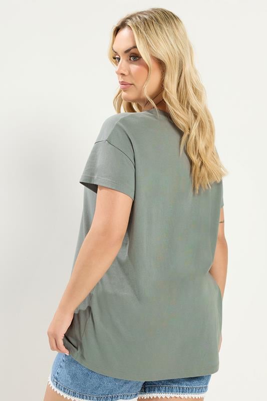 YOURS Plus Size Green Daisy Heart T-Shirt | Yours Clothing 2