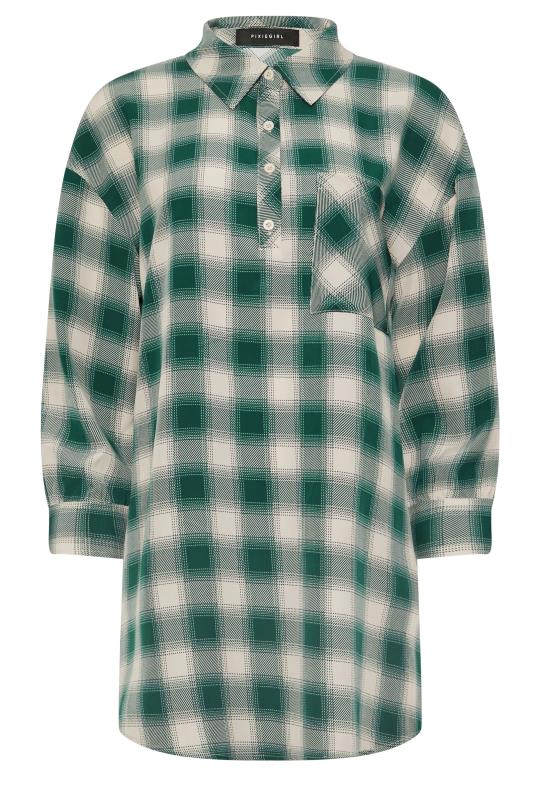 PixieGirl Petite Women's Green Check Print Shirt Dress | PixieGirl 5