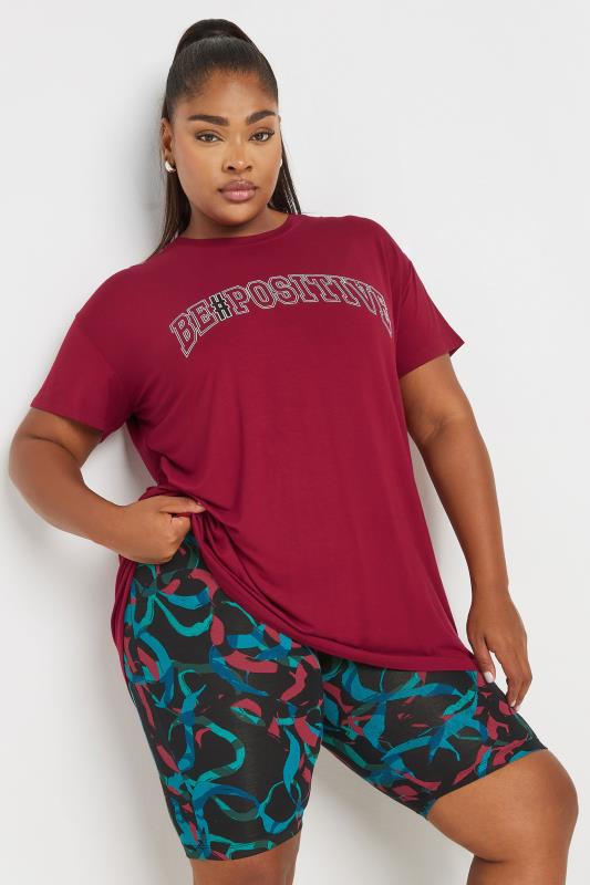 YOURS ACTIVE Plus Size Black Abstract Print Stretch Shorts | Yours Clothing 1