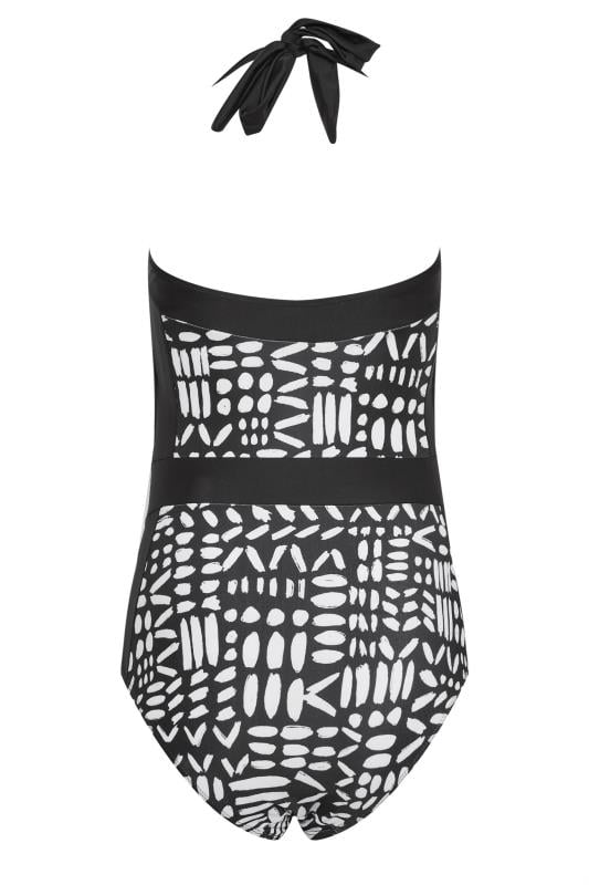 M&Co Black & White Aztec Print Halter Neck Swimsuit | M&Co 8