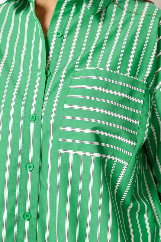 YOURS Plus Size Green & White Striped Shirt | Yours Clothing 5