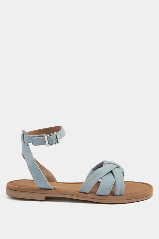 Blue  Faux Leather Cross Over Sandals In Extra Wide EEE Fit | Yours Clothing 1