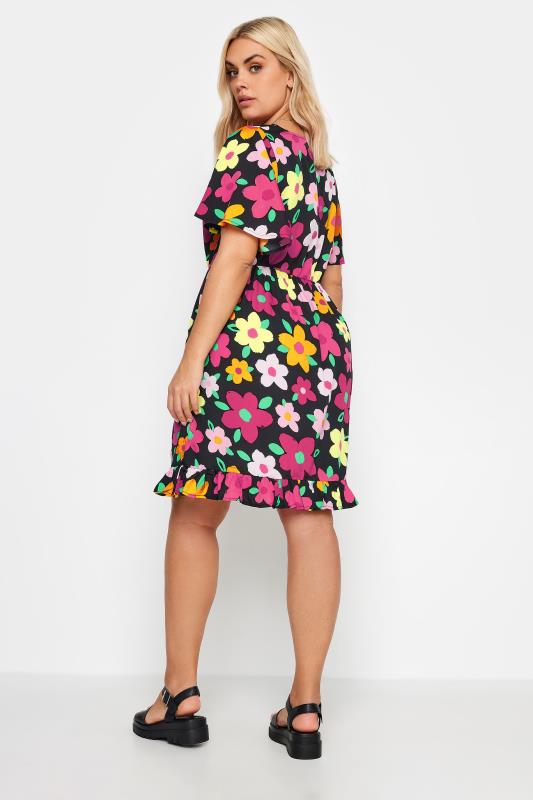 LIMITED COLLECTION Plus Size Black Floral Print Frill Smock Dress | Yours Clothing 4