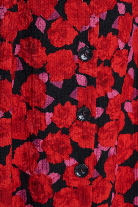 M&Co Red Floral Print Button Through Dress | M&Co 5