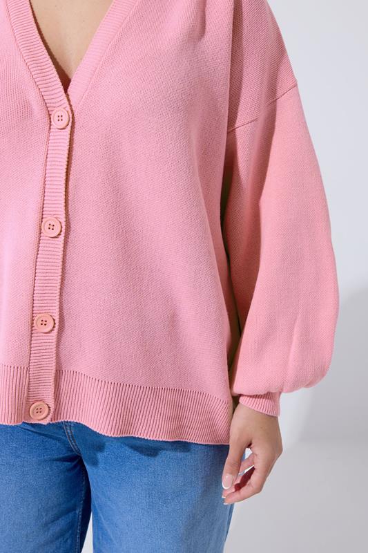 LIMITED COLLECTION Plus Size Pink Balloon Sleeve Cardigan | Yours Clothing 4