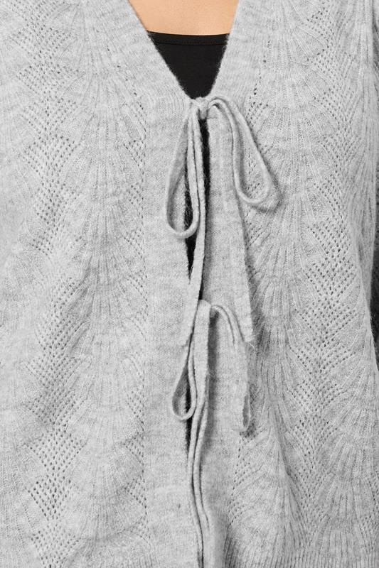 EVANS Plus Size Grey Bow Tie Front Knit Cardigan | Evans 4