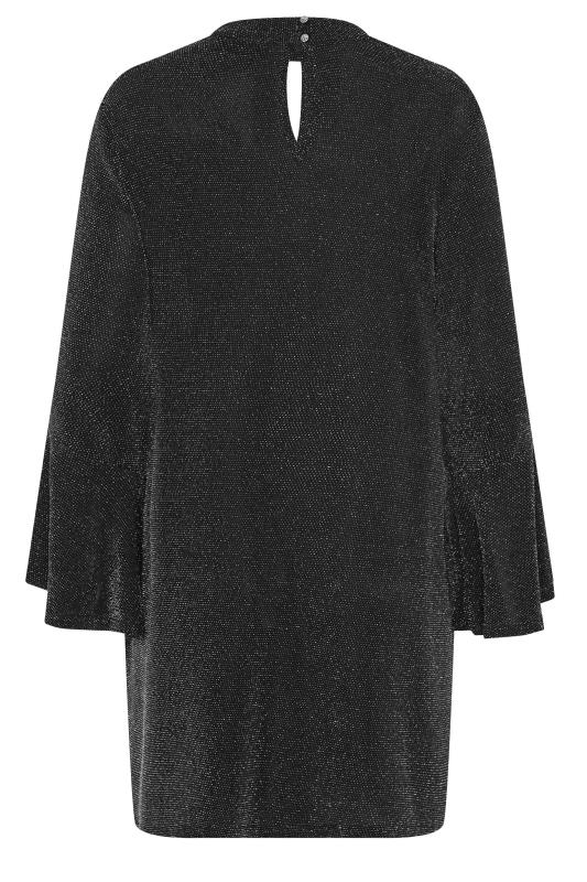 M&Co Black & Silver Shimmer Bell Sleeve Dress | M&Co 7