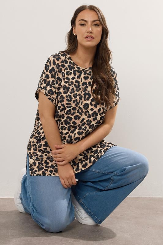 YOURS Curve Brown Leopard Print Top
