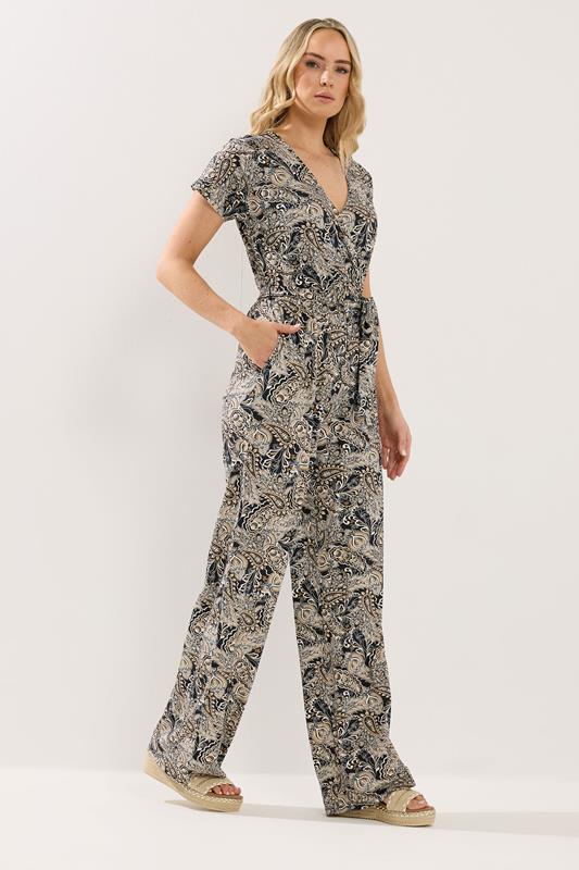 LTS Tall Women's Black Paisley Wrap Jumpsuit | Long Tall Sally 1