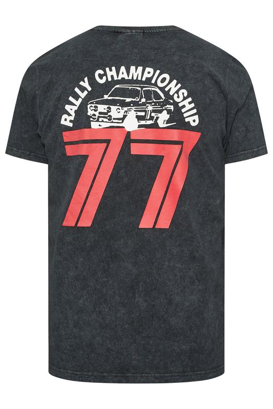 BadRhino Big & Tall Black Acid Wash Printed 'Castrol' T-Shirt | BadRhino 7