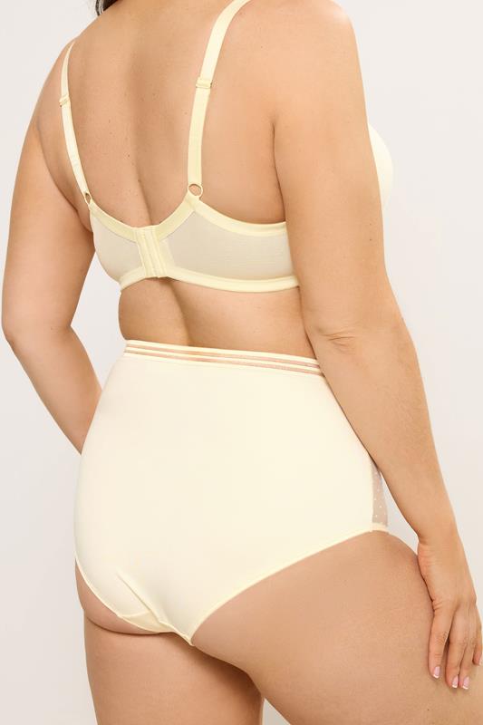 YOURS Plus Size Yellow Dobby Lace Full Brief | Yours Clothing 2