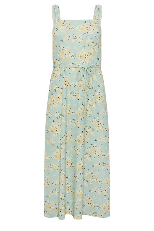 PixieGirl Petite Women's Sage Green Ditsy Floral Belted Midi Dress | PixieGirl 5