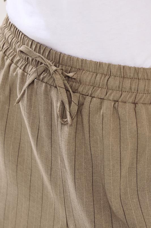 PixieGirl Petite Women's Natural Brown Stripe Pull On Wide Leg Trousers | PixieGirl 5