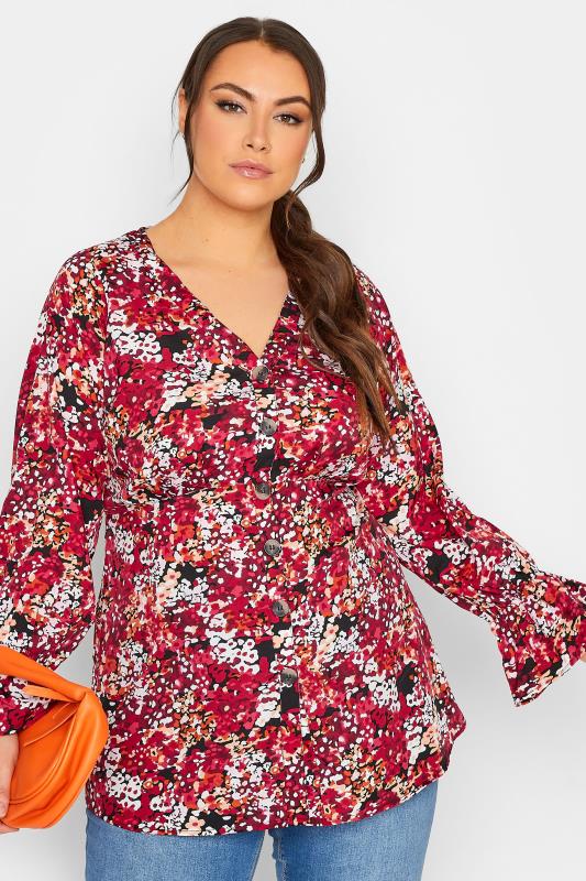 Plus Size  LIMITED COLLECTION Curve Red Abstract Print Blouse