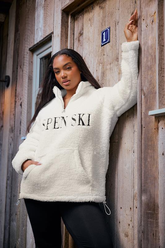 YOURS Plus Size Cream 'Aspen Ski' Teddy Borg Fleece | Yours Clothing 5