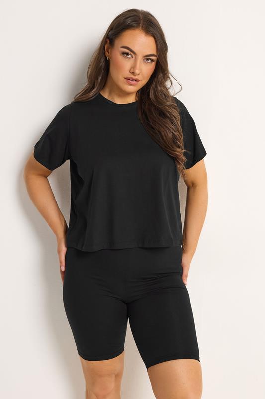 YOURSET 2 PACK Plus Size Black Leopard Stretch Cycling Shorts | Yours Clothing 5