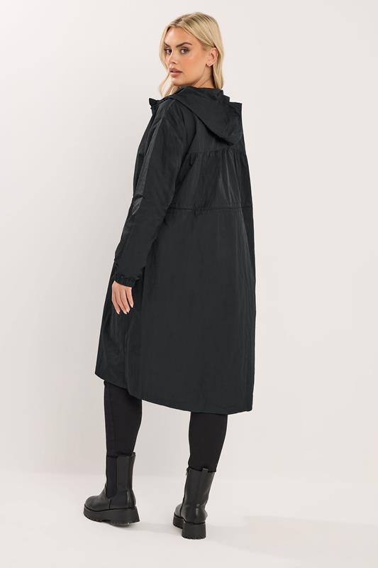 YOURS Plus Size Black Lightweight Longline Parka Jacket | Yours Clothing 2