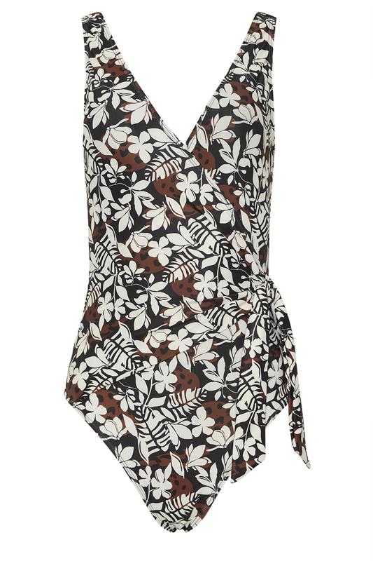 LTS Tall Women's Black Palm Leaf Patchwork Side Twist Swimsuit | Long Tall Sally 6