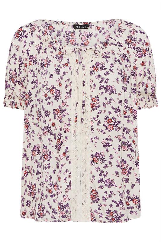 YOURS Plus Size Natural Brown Ditsy Floral Top | Yours Clothing 5