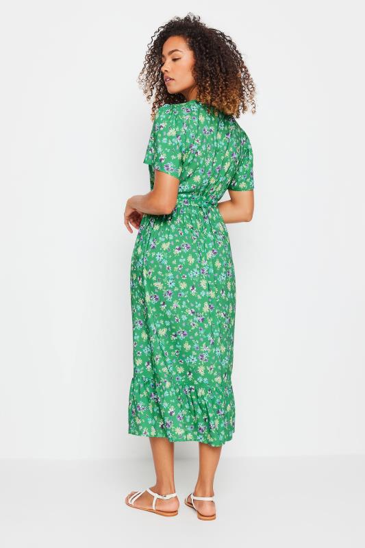 M&Co Green Floral Print Tie Waist Short Sleeve Maxi Dress | M&Co 4