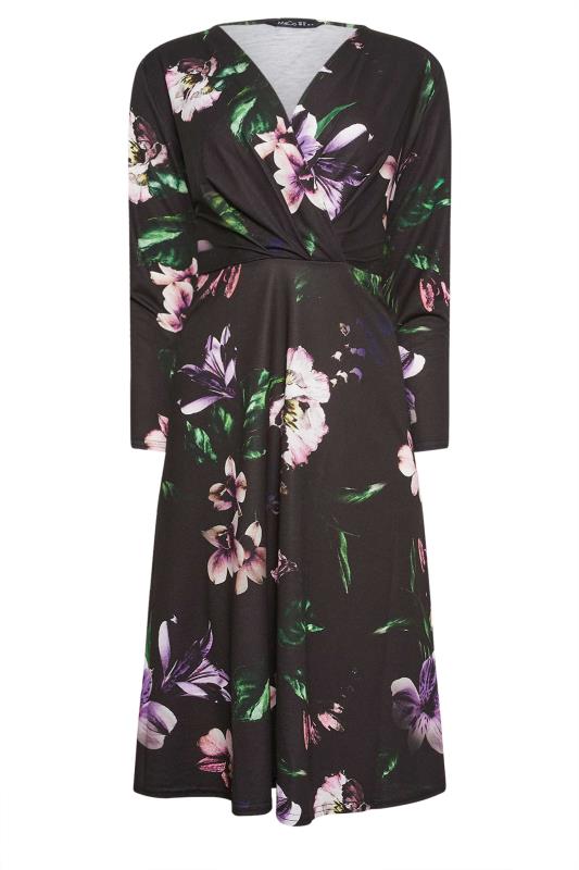 M&Co Petite Black Floral Print Wrap Dress | M&Co 5