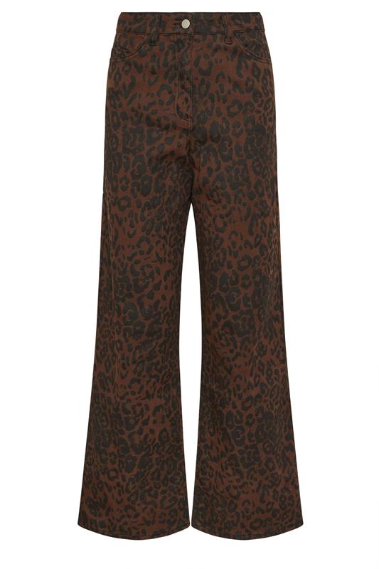 LTS Tall Chocolate Brown Leopard Print Wide Leg Jeans | Long Tall Sally 7