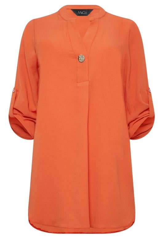 M&Co Orange Long Sleeve Button Blouse | M&Co