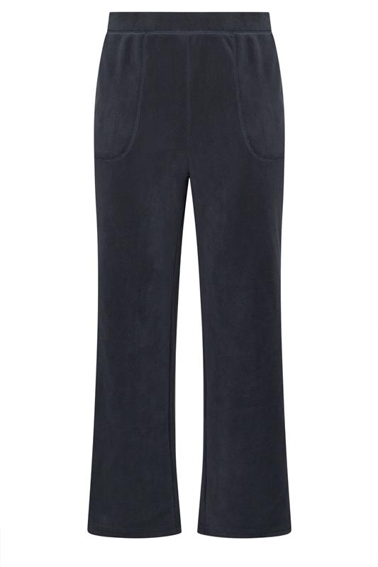 YOURS Plus Size Navy Blue Wide Leg Fleece Trousers | Yours Clothing 5