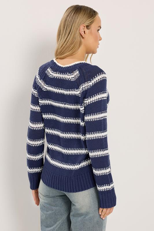 LTS Tall Navy Blue & White Stripe Knit Jumper | Long Tall Sally 2