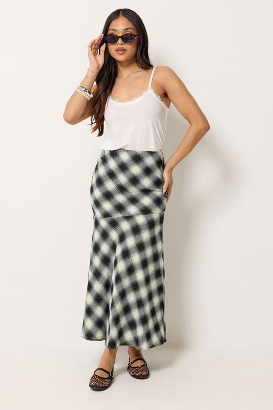 PixieGirl Petite Women's Black Blurred Check Maxi Skirt | PixieGirl 1