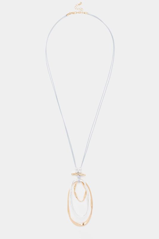 Gold & Silver Tone Pendant Long Necklace | Yours Clothing 1