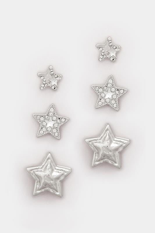 YOURSET 3 PACK Silver Tone Stud Stud Earrings