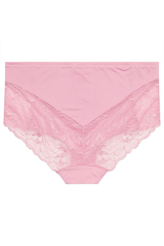 YOURS Plus Size Pink Microfibre Lace Shorts | Yours Clothing 6