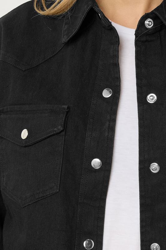 LTS Tall Black Denim Mid Wash Cotton Shirt | Long Tall Sally 5