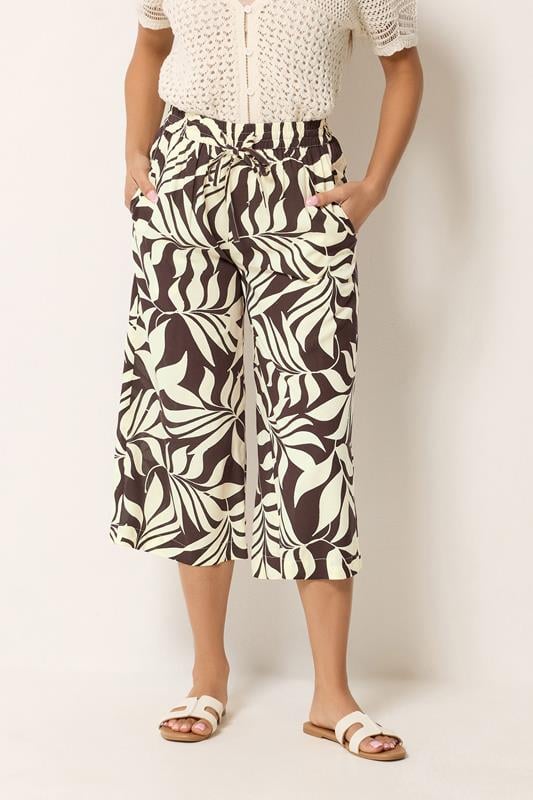 M&Co Petite Purple Leaf Print Cropped Trousers 2