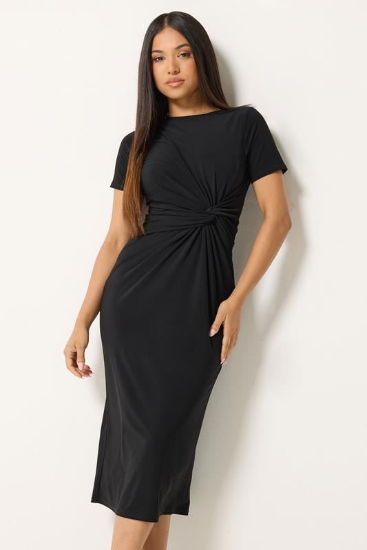  M&Co Petite Black Twist Front Maxi Dress