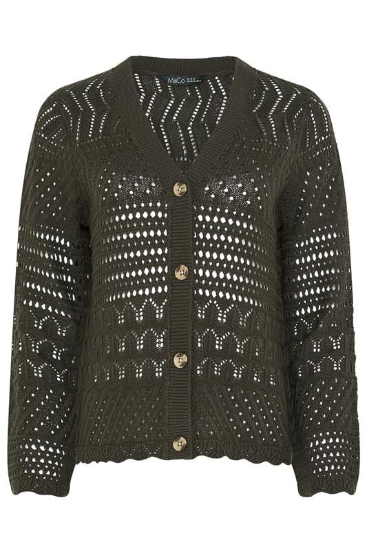 M&Co Chocolate Brown V-Neck Crochet Cardigan | M&Co 5