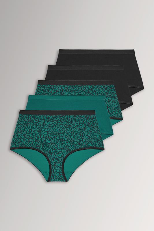 YOURSET 5 PACK Curve Teal Green Animal Print Full Briefs