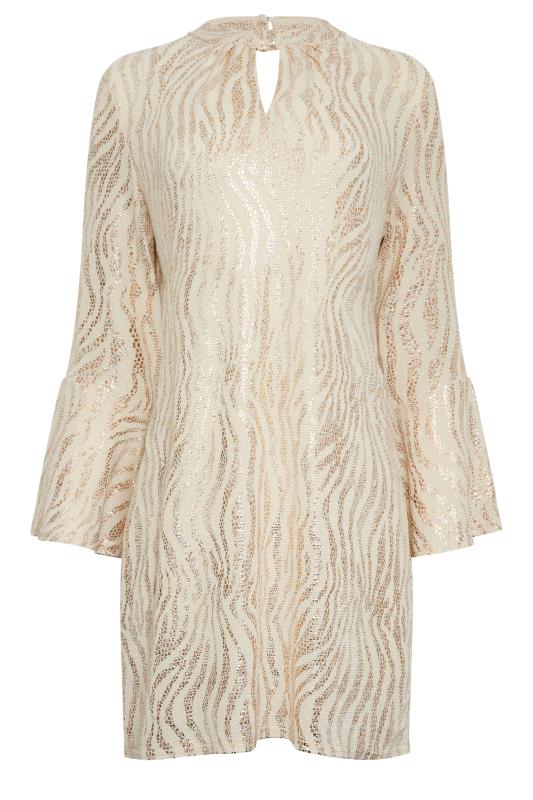 M&Co Gold Sparkly Bell Sleeve Mini Dress | M&Co 7
