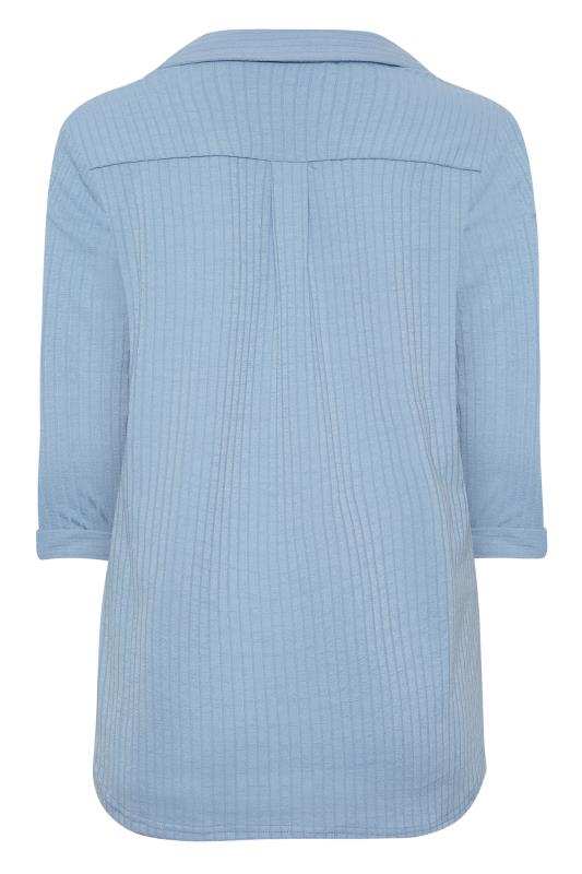 M&Co Blue Ribbed V-Neck Shirt | M&Co 7
