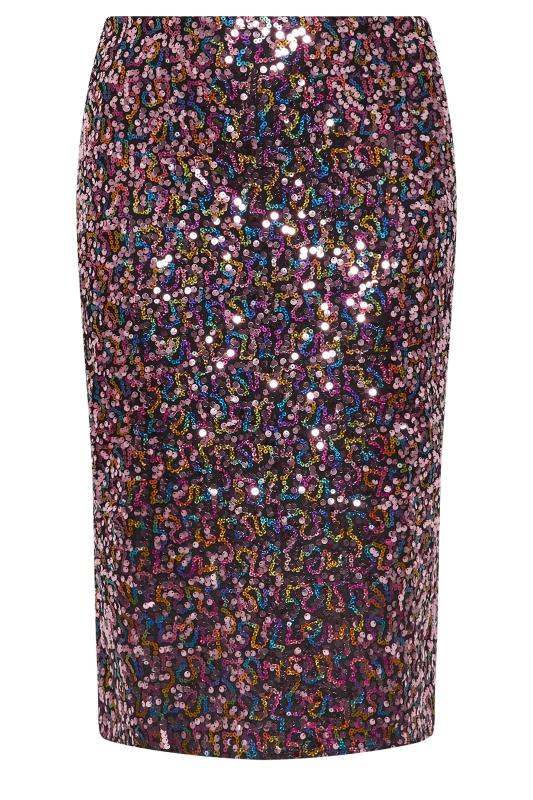 YOURS LONDON Plus Size Pink Sequin Midi Skirt | Yours Clothing 5