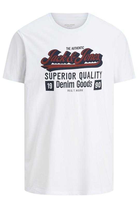 JACK & JONES Big & Tall White Logo Chest Print T-Shirt | BadRhino 2