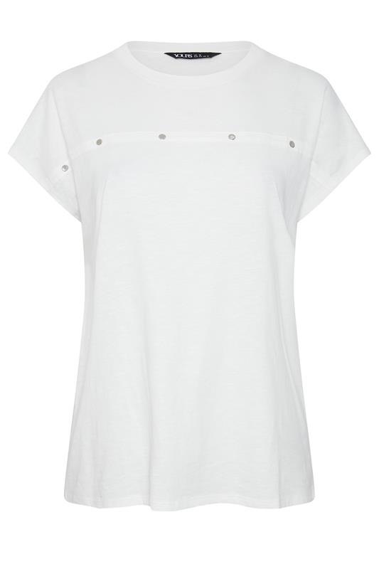 YOURS Plus Size White Stud Grown-On Sleeve T-Shirt | Yours Clothing 5