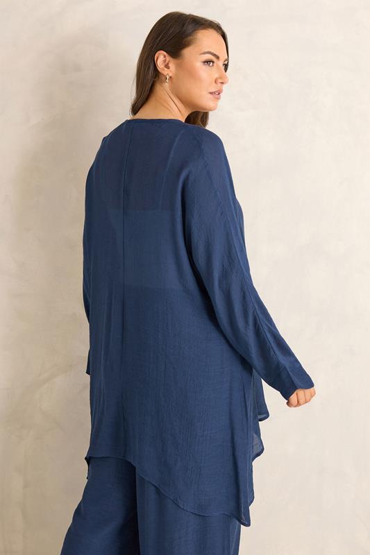 EVANS Plus Size Navy Blue Longline Cover-Up Cardigan | Evans 2