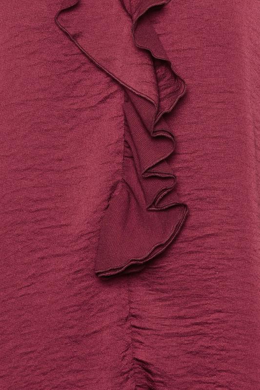 M&Co Burgundy Red Frill Satin Blouse | M&Co 5