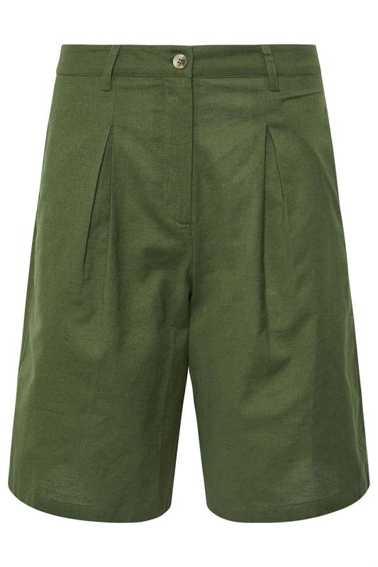 PixieGirl Petite Women's Khaki Green Linen Bermuda Shorts | PixieGirl 5