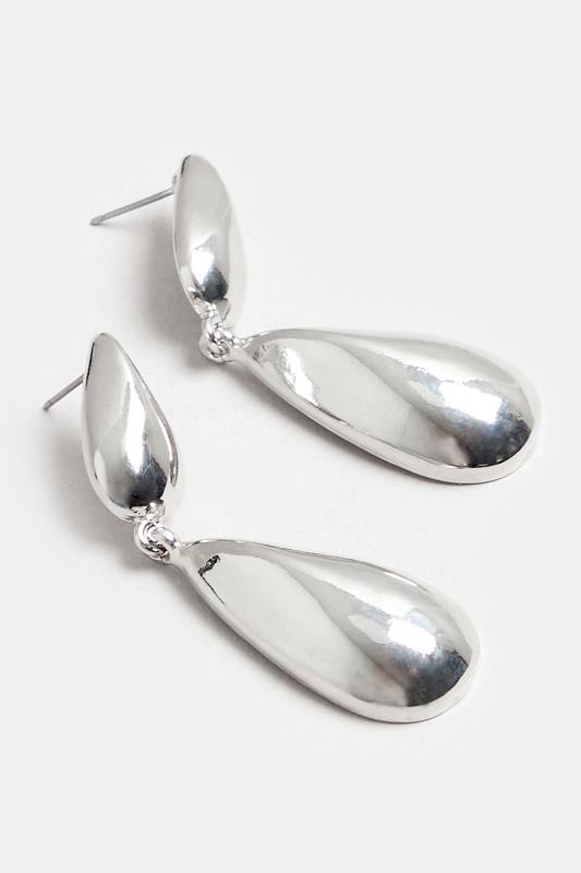 Silver Double Teardrop Earrings | Yours Clothing 2