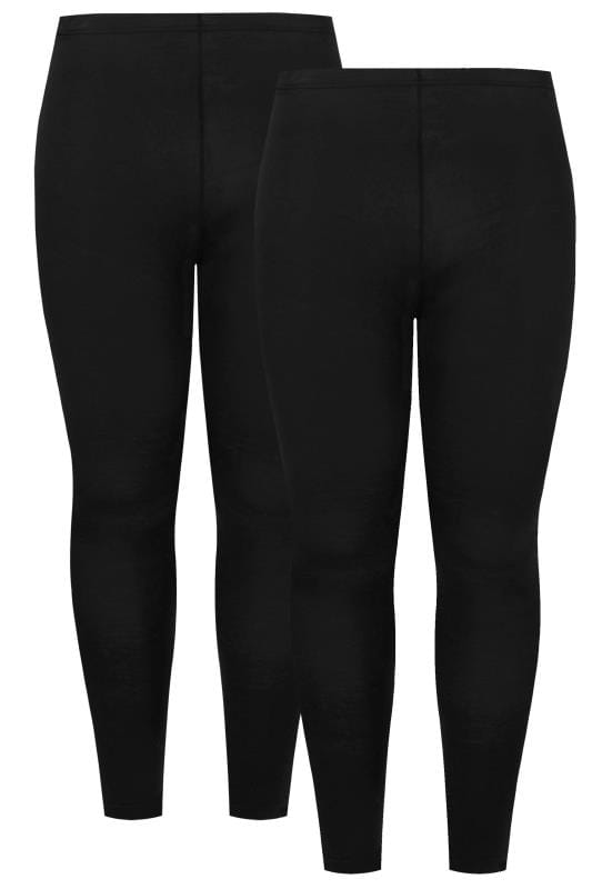Plus Size 2 PACK Black Soft Touch Stretch Leggings | Yours Clothing 1